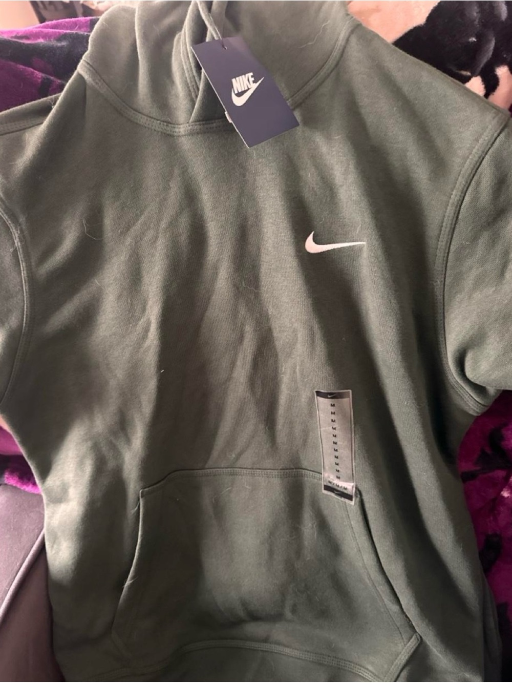 Nike Olive Green Hoodie with White Swoosh